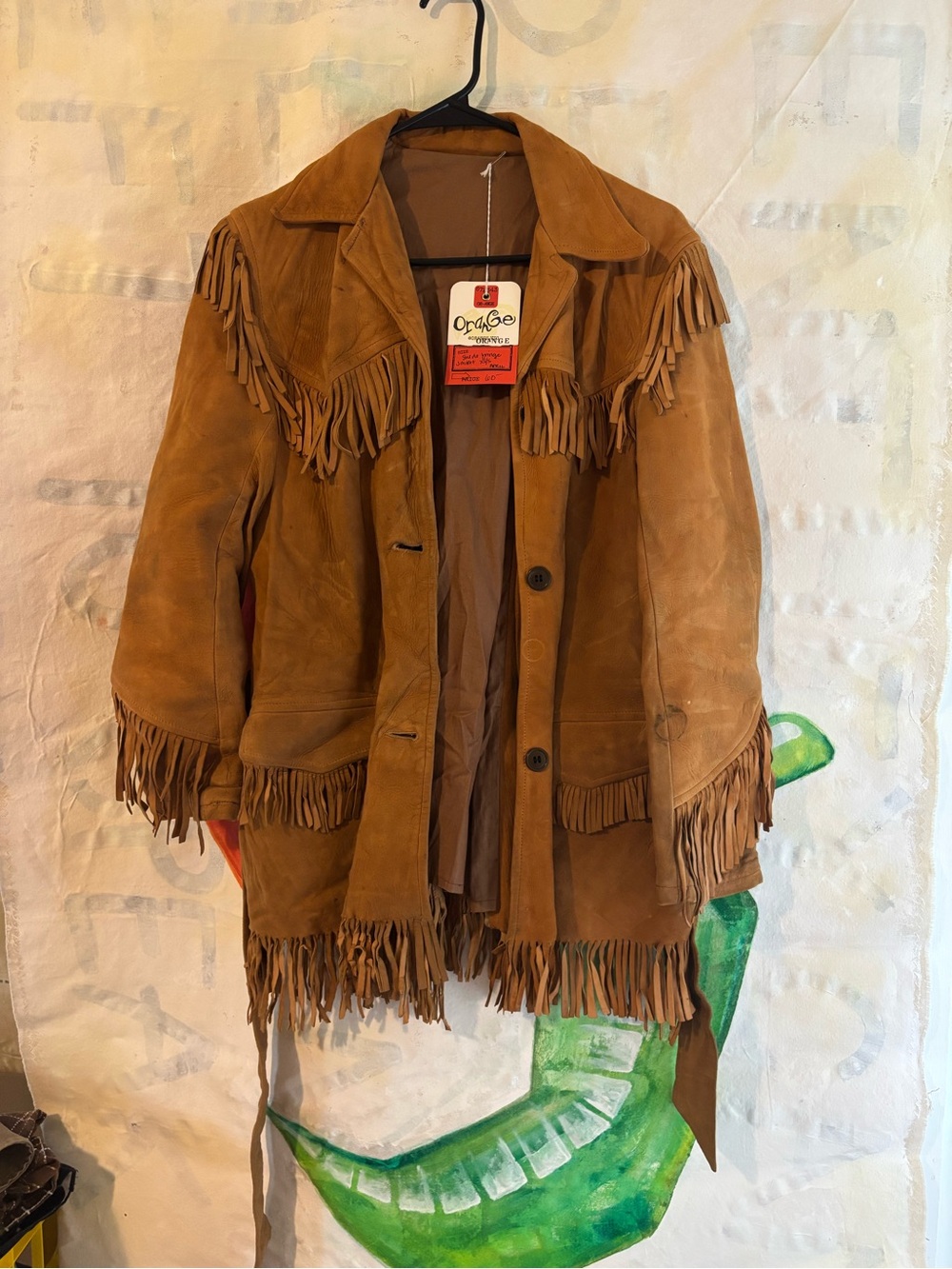 Vintage Suede Fringe Jacket in Cognac Brown